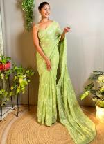 Shimmer Silk Green Casual Wear Sequence Work Saree